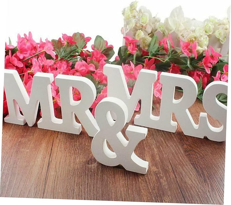 GLEAVI Mr Mrs Wooden Wedding Decor Desktop Letter Ornaments for Wedding Venue Decoration and Photography Props - Image 2